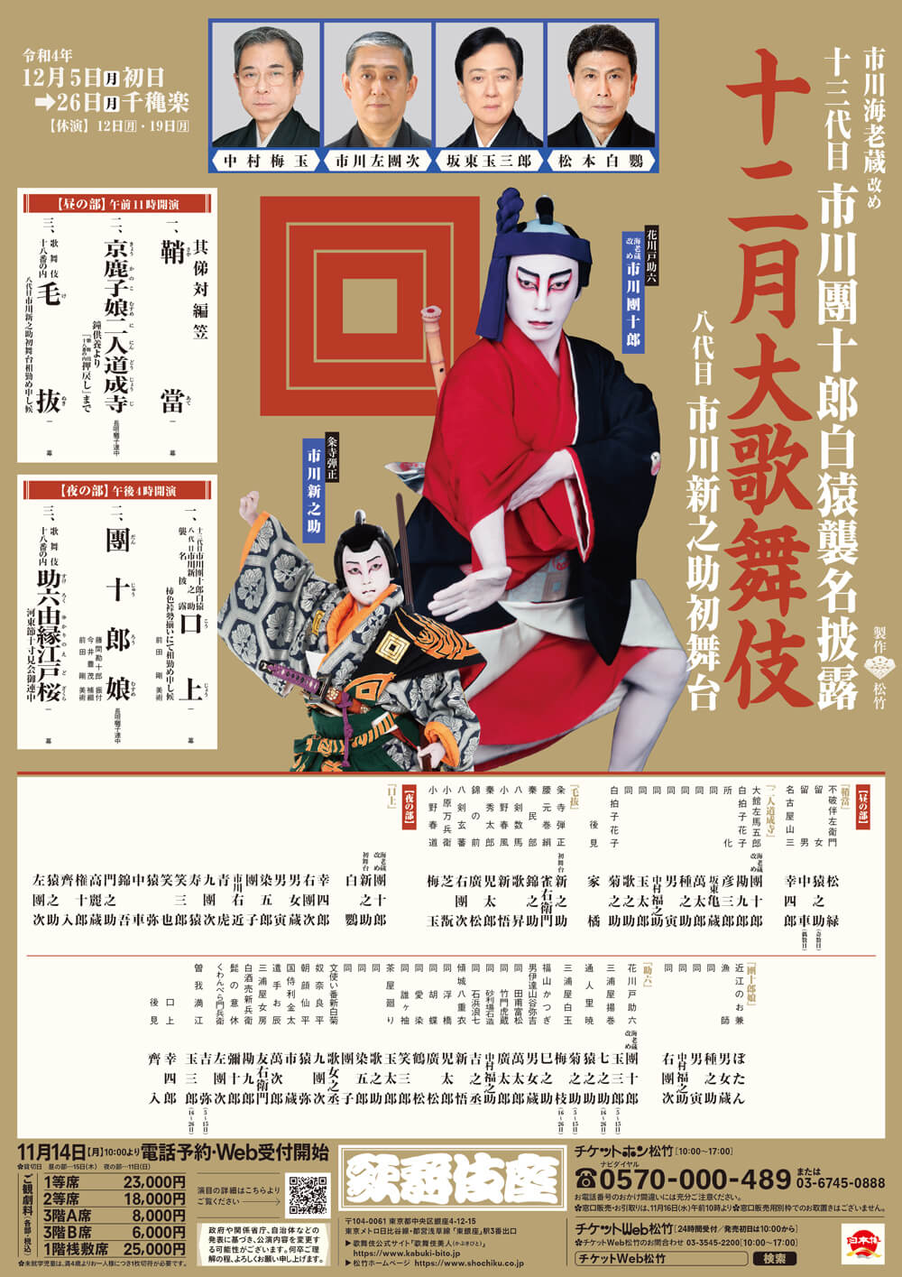 十二月大歌舞伎 昼の部『鞘當』『京鹿子娘二人道成寺』『毛抜』